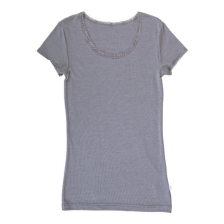Joha uld silke t-shirt med blonde kant grå
