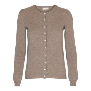 Scandinavianlux klassisk cashmere cardigan med rund hals beige