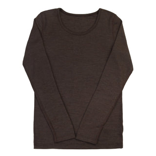Joha uld-silke langærmet t-shirt mørkebrun