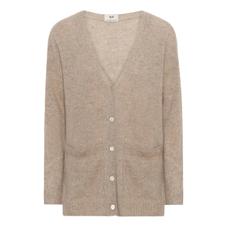 Scandinavianlux oversize cashmere cardigan med v-udskæring beige