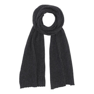 Cashmere tørklæde i bred rib strik mørkegrå fra Scandinavianlux