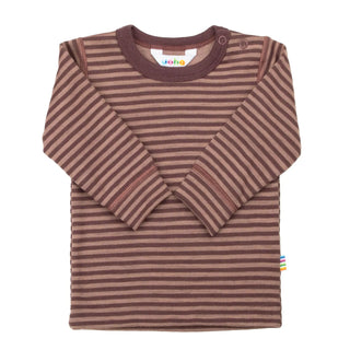 Joha uld langærmet stribet bluse rosa