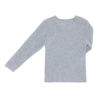 Minilux cashmere pullover i lysegrå med 2 knapper ved skulder
