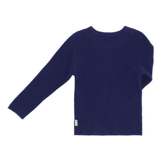 Minilux cashmere pullover i marineblå med 2 knapper ved skulder