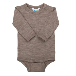 Joha uld silke langærmet body beige melange 