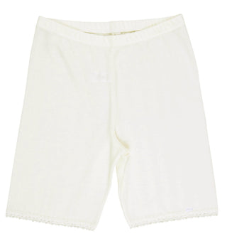Joha uld silke shorts med blondekant naturhvid -0
