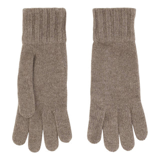 Cashmere handsker med bred rib i mørk beige