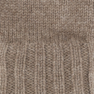 Cashmere handsker med bred rib i mørk beige