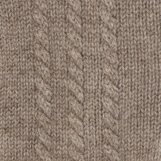 Cashmere handsker med flet mønster i mørk beige