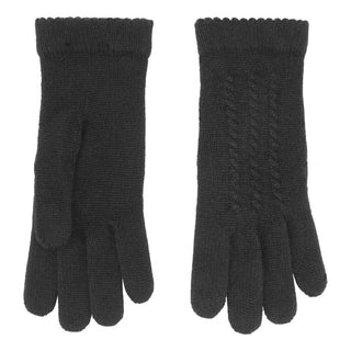 Cashmere handsker med flet mønster i sort