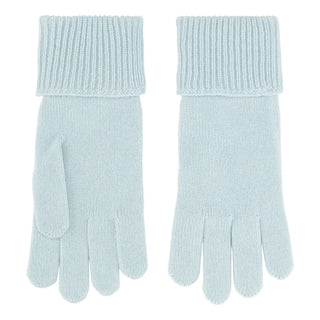 Cashmere handsker med rib kant i isblå