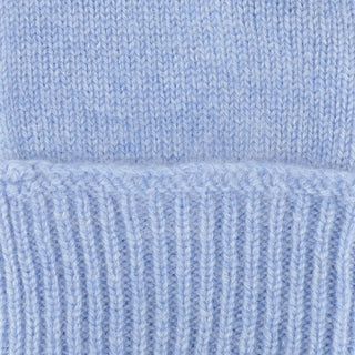 Cashmere handsker med rib kant i lys lavendel blå