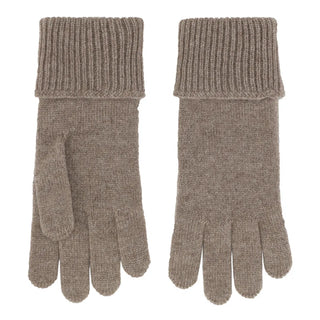 Cashmere handsker med rib kant i mørk beige