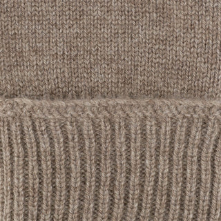 Cashmere handsker med rib kant i mørk beige