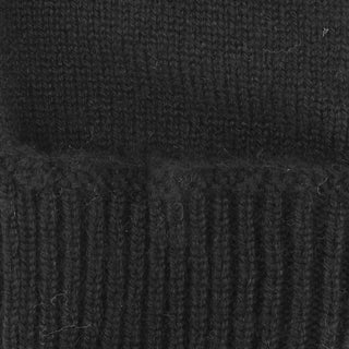Cashmere handsker med rib kant i sort