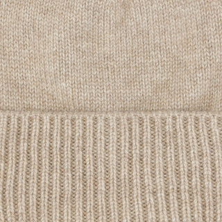 Cashmere hue med rib kant i lys beige