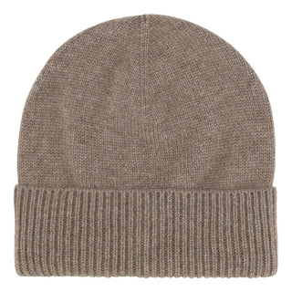Cashmere hue med rib kant i mørk beige