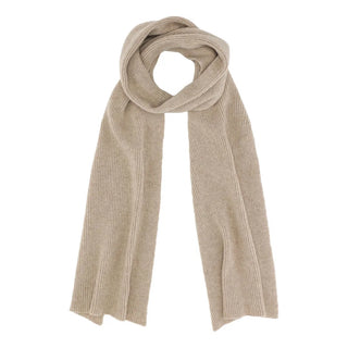Cashmere tørklæde med rib i lys beige