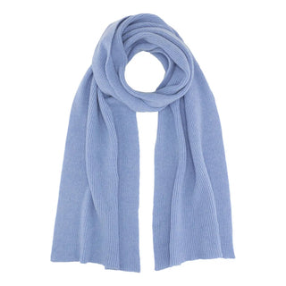 Cashmere tørklæde med rib strik i lavendel blå