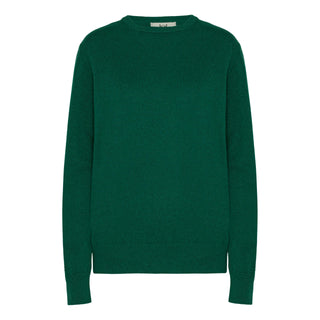 Klassisk crew neck pullover med cashmere I grøn
