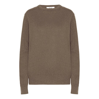 Klassisk crew neck pullover med cashmere i brun