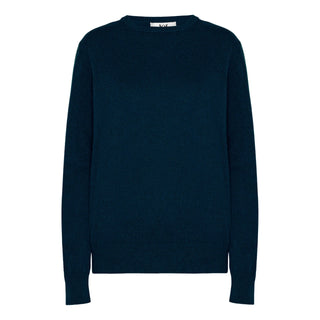 Klassisk crew neck pullover med cashmere i mørkeblå