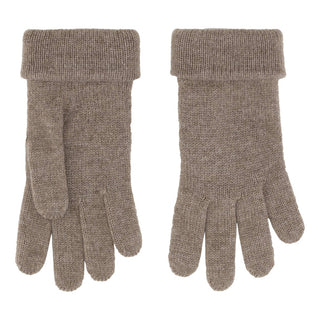 Glat strikket cashmere handsker i mørk beige