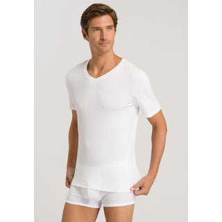 HANRO Short Sleeve Shirt V-Neck - Sea Island Cotton