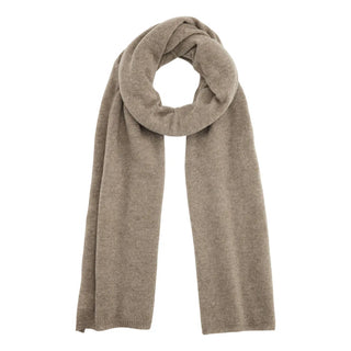 Glatstrikket cashmere tørklæde i mørk beige