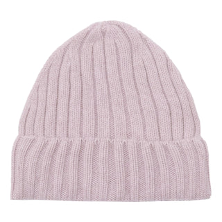Cashmere hue i bred rib i lyserød-rosa