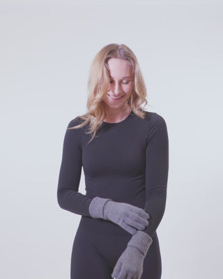 Cashmere handsker med rib kant i mørkegrå