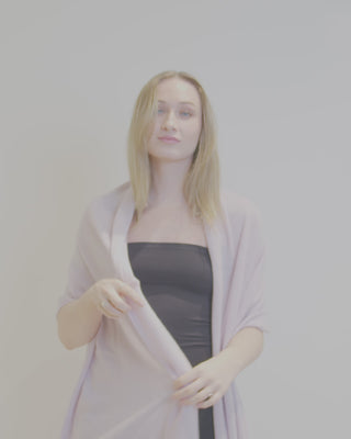Stort cashmere tørklæde-stola i Rosa