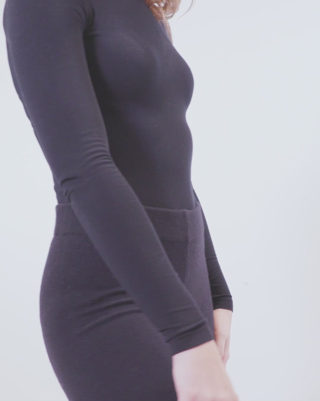Cashmere leggings med elastan i sort