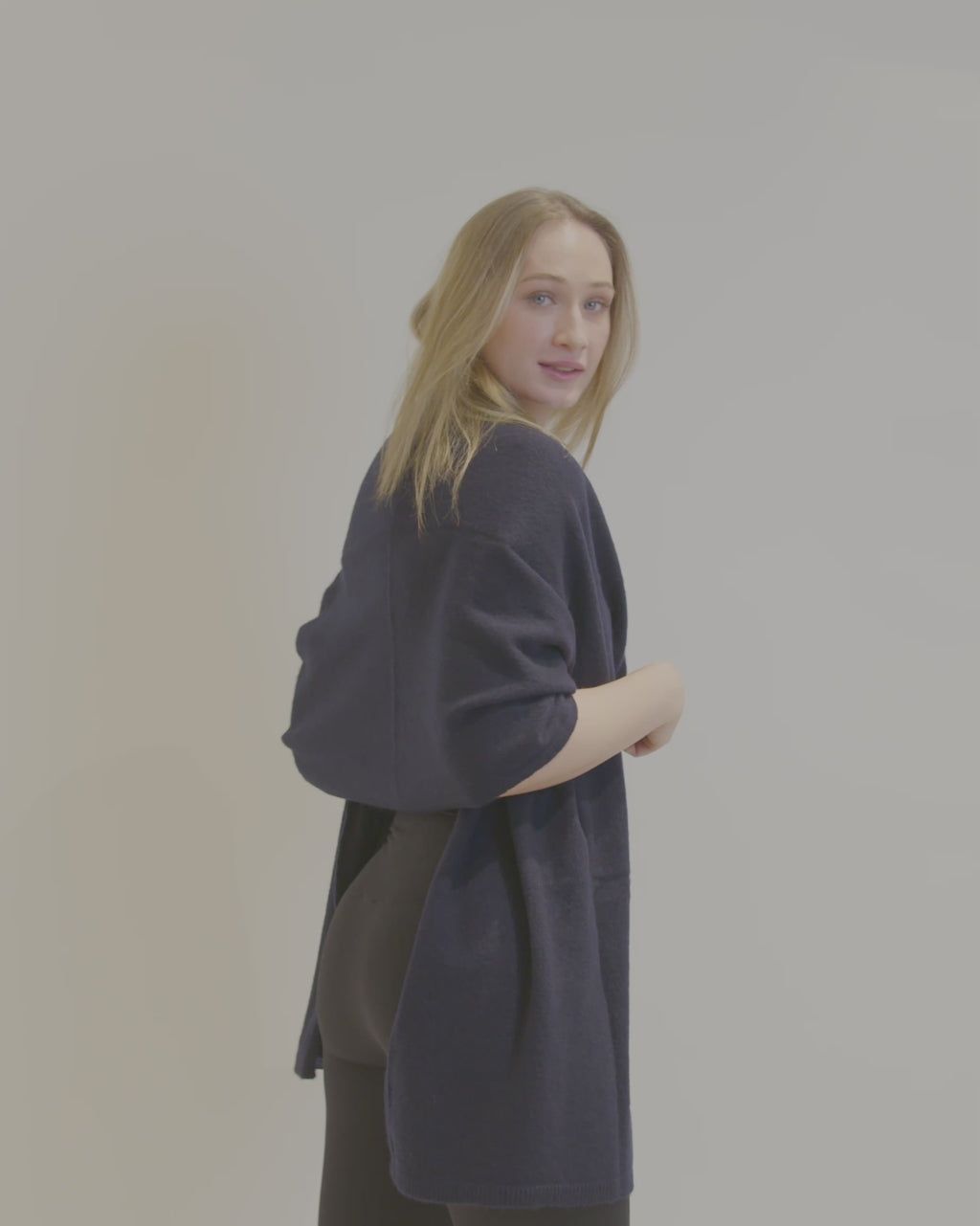 Stort cashmere tørklæde-stola i blå