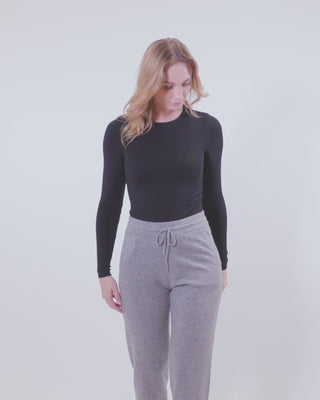 Cashmere hyggebukser i grå