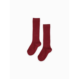 Cashmere strømper i rib rød