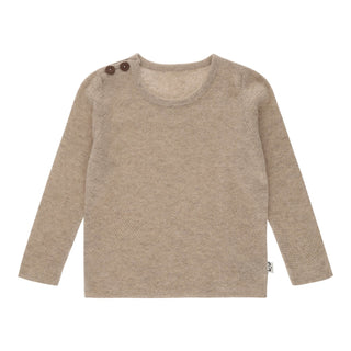 Minilux cashmere pullover med 2 knapper beige