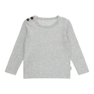 Minilux cashmere pullover med 2 knapper lysegrå