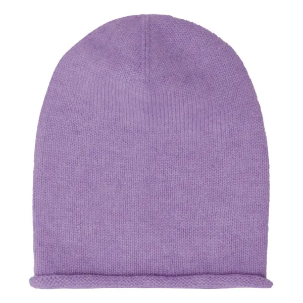 Cashmere hue i glat strik i lilla