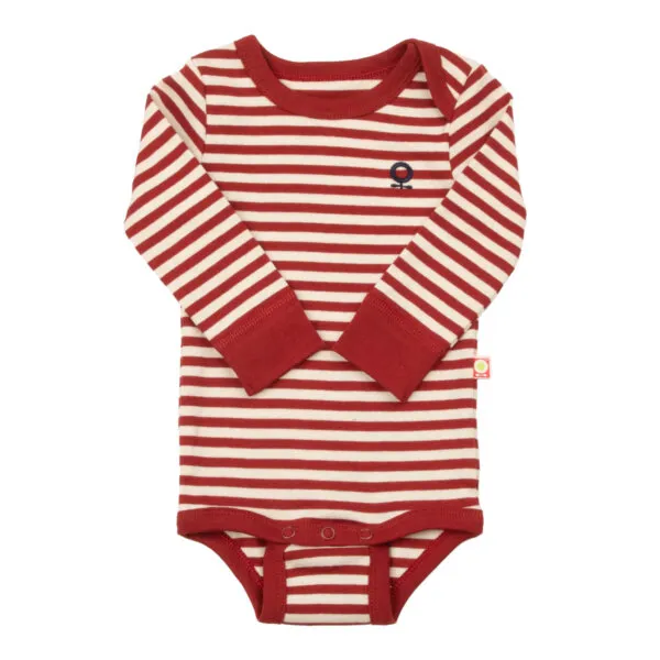 Katvig stribet langærmet bodystocking rød/hvid