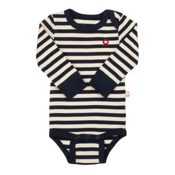 Katvig stribet langærmet bodystocking mørkeblå/hvid