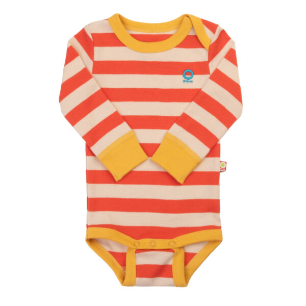 Katvig stribet langærmet bodystocking rød/gul