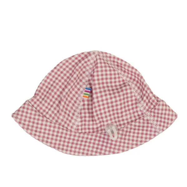 Joha sommerhat i økologisk bomuld hvid/rosa