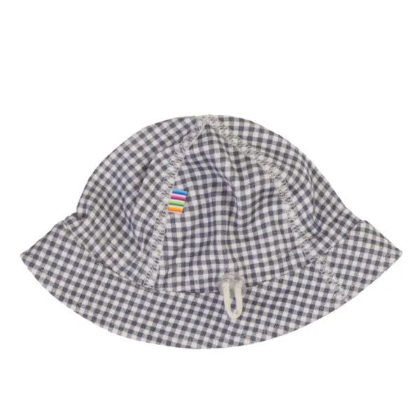 Joha sommerhat i økologisk bomuld hvid/blå