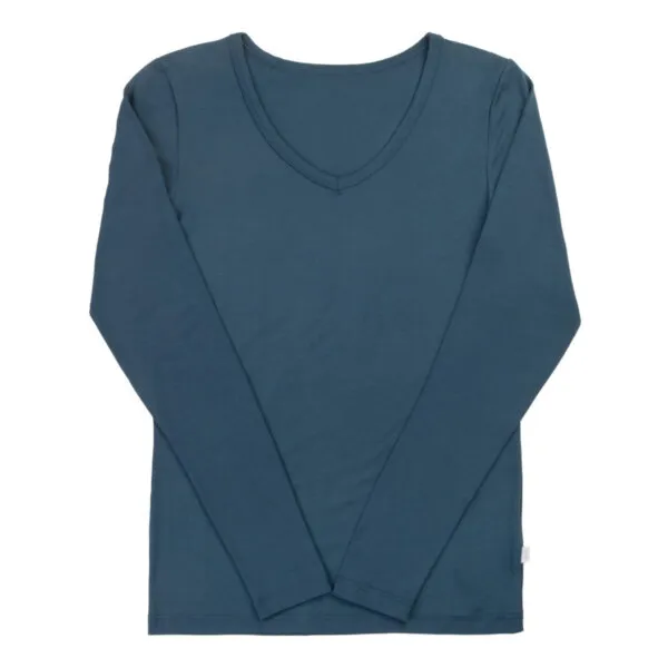 Joha bambus bluse med v-hals blå