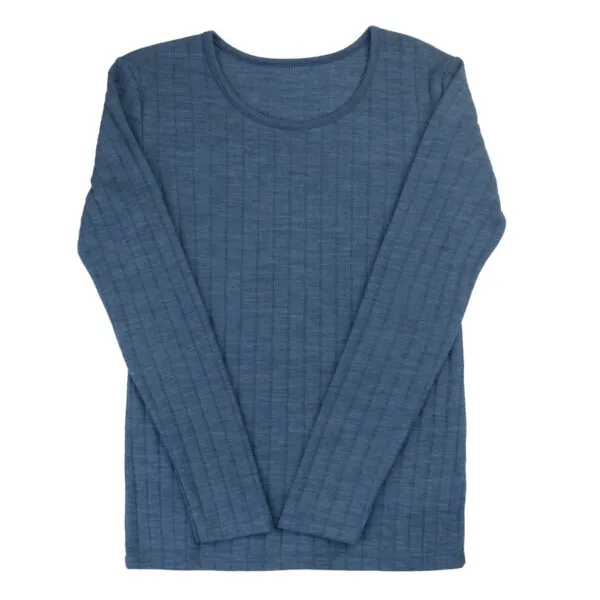 Joha uld-silke langærmet t-shirt blå